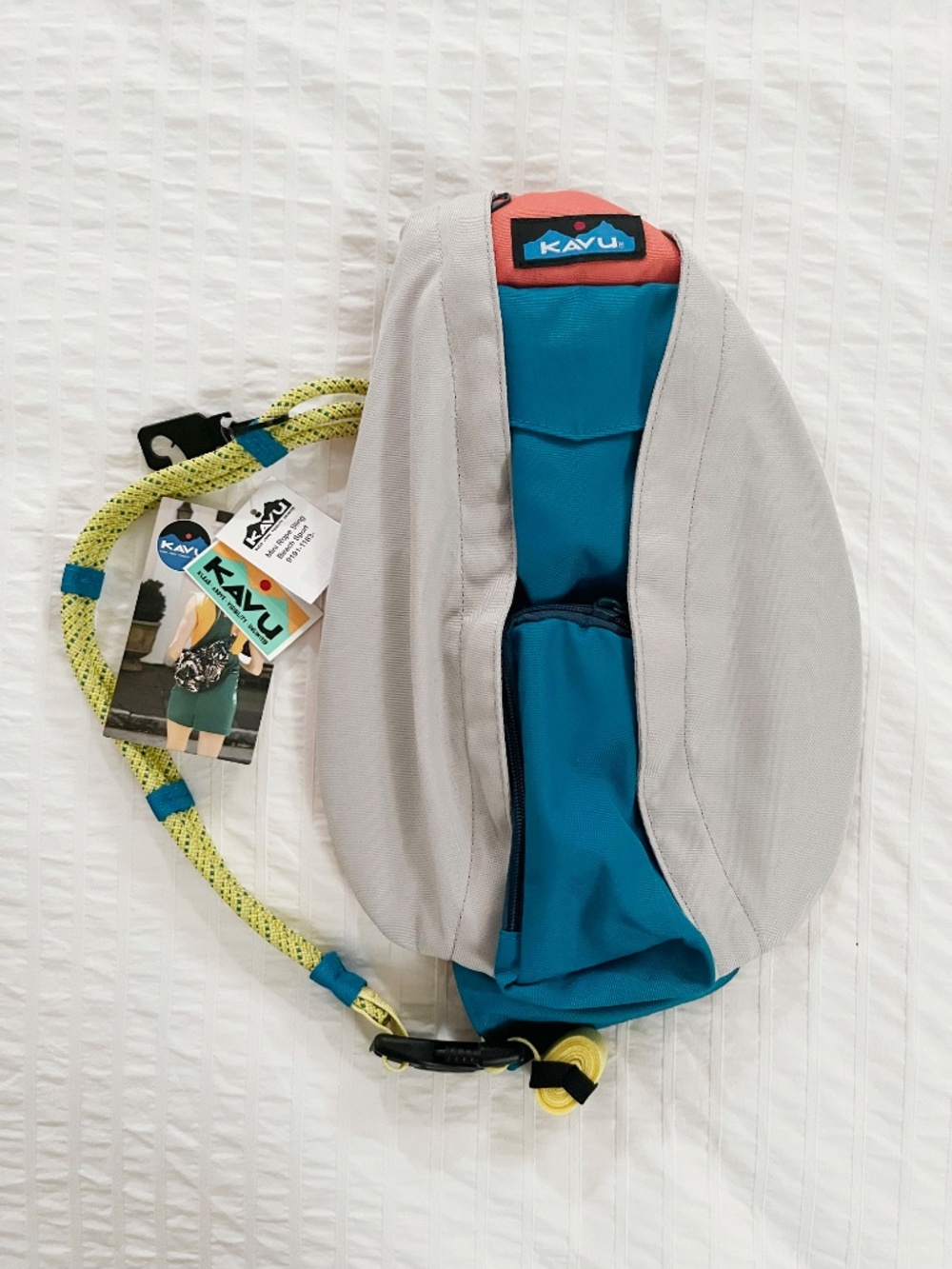 UNISEX KAVU Mini Rope Beach Sling Sport Bag. Grey, Blue, Orange and Yellow.